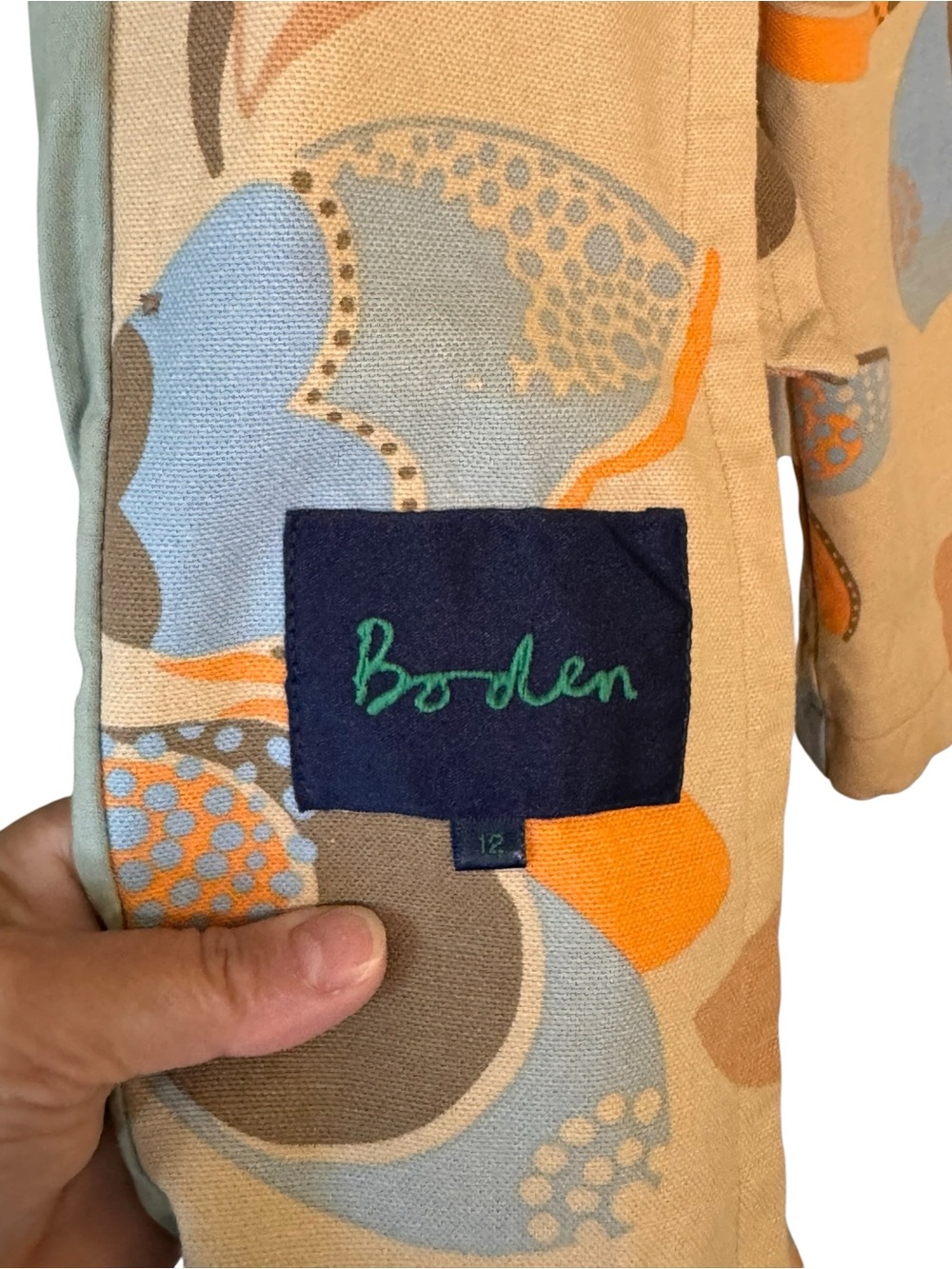 Boden Floral Mac Double Breasted 60s Vibrant Mod Style Trench Coat Size 12 - Picture 3 of 6